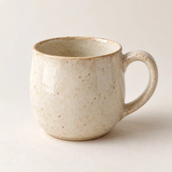 Handgemachter Keramikbecher in Creme